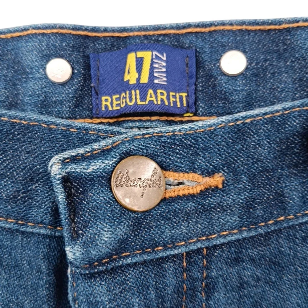 Wrangler 47MWZ Jeans Mens 32x28 (Tag 34x30) Blue Regular Fit Suspender Buttons